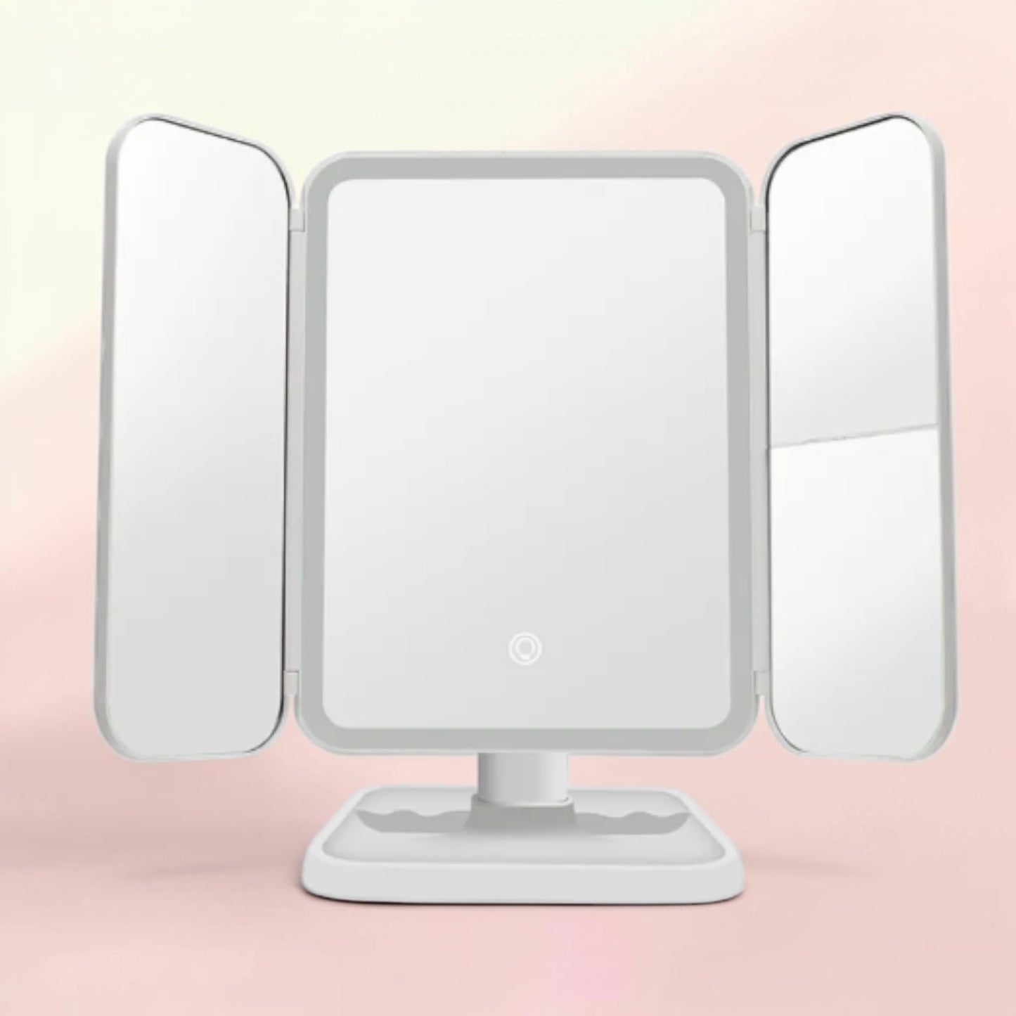 CONTOURA Trifold LED Vanity Mirror – 68 LEDs, 10x Magnification, 180° Rotation