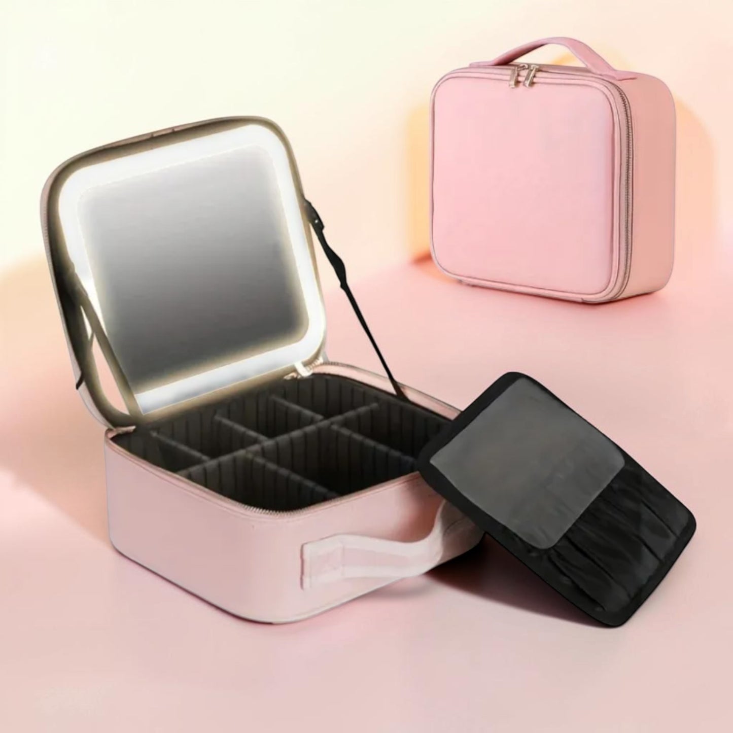 CONTOURA Large-Capacity PU Leather Travel Makeup & Cosmetic Organizer