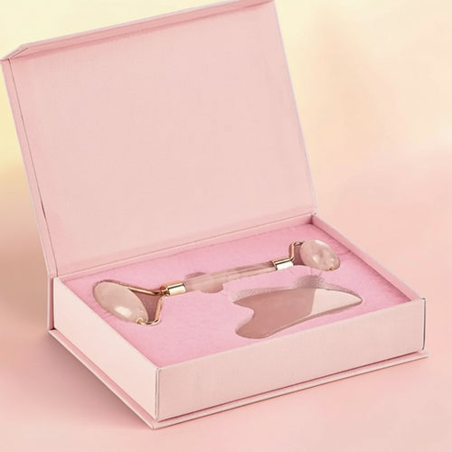 CONTOURA Rose Quartz Face Roller & Gua Sha Sculpting Set
